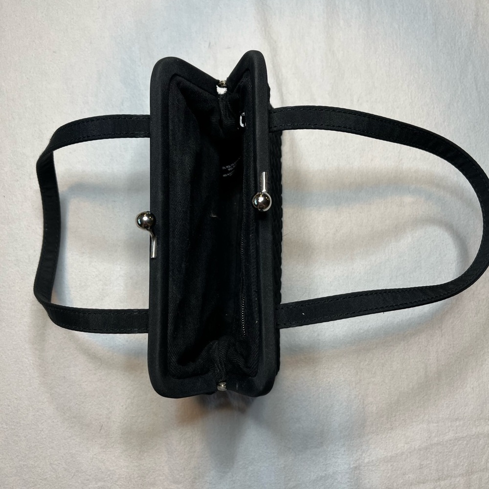 Liz Claiborne Small Black Woven Vintage Evening Purse - Picture 9 of 12